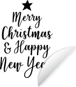 Citation De Noël Joyeux Noël Et Happy Année Sur Un Autocollant De Fond D'écran Blanc Cercle Mur - 80x80 Cm - Peinture Ronde - Cercle De Papier Peint - Cercle De Mur - Cercle Vivant - Auto-adhésif Découpe Et Rond