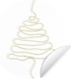 Wallpaper Circle - Hiver - Noël - Arbre - Perles - 80x80 Cm - Wall Circle - Auto-Adhésif - Autocollant Rond Pour Papier Peint