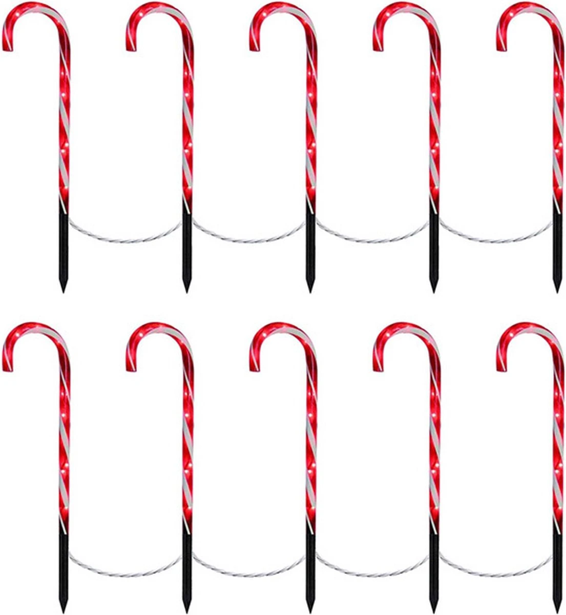 Candy Cane Éclairage De Noël - 10 Candy Canes - Y Compris Les épingles Au Chevilles De Sol 4 Candy Cane Éclairage De Noël - 10 Candy Canes - Y Compris Les épingles Au Chevilles De Sol – Image 2