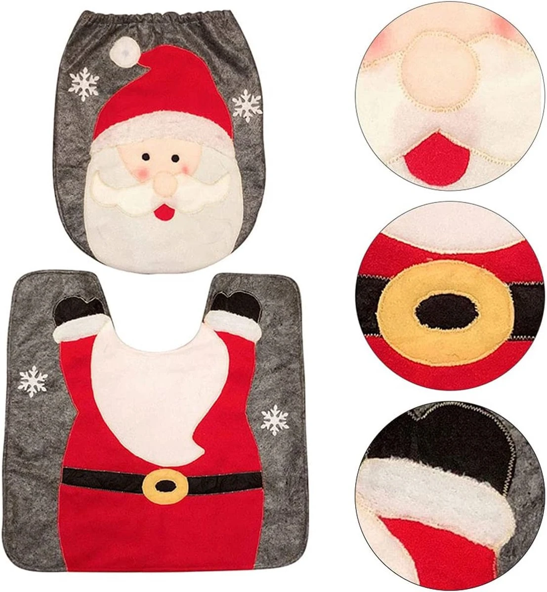 Flightmode - Décoration De Noël Rayinblue Pour Siège De Toilette, Couvercle De Couvercle De Toilette Et Tapis De Toilette, Décor De Père Noël 6 Flightmode - Décoration De Noël Rayinblue Pour Siège De Toilette, Couvercle De Couvercle De Toilette Et Tapis De Toilette, Décor De Père Noël – Image 4