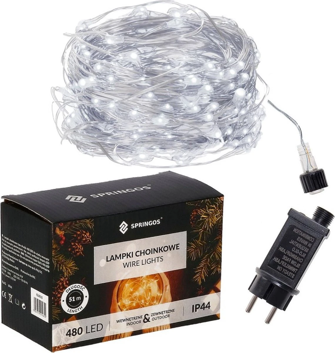 Lumières De Éclairage De Noël Springos | Intérieur & Extérieur | 48 M + 3 M De Cordon | 480 LED | Blanc Froid 3 Lumières De Éclairage De Noël Springos | Intérieur & Extérieur | 48 M + 3 M De Cordon | 480 LED | Blanc Froid