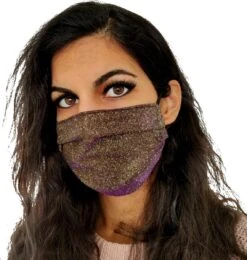 Masque à Paillettes Lavable | Or Foncé | Avec Du Coton | Masque De Bouche | Noël