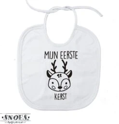 Bavoir Wit Mon Premier Noël Avec Une Image D'un élan Câlin * Snoes * Cadeau De Maternité * Cadeau De Naissance * Noël De Bébé * Cadeau De Noël De Bébé