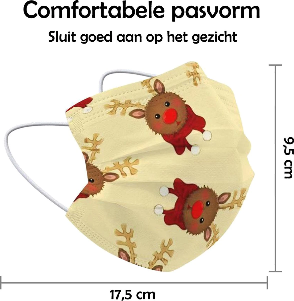 Masque Facial De Noël Masque Facial Jetable Renne Non Medisch Jaune - 2 Pièces 4 Masque Facial De Noël Masque Facial Jetable Renne Non Medisch Jaune - 2 Pièces – Image 2