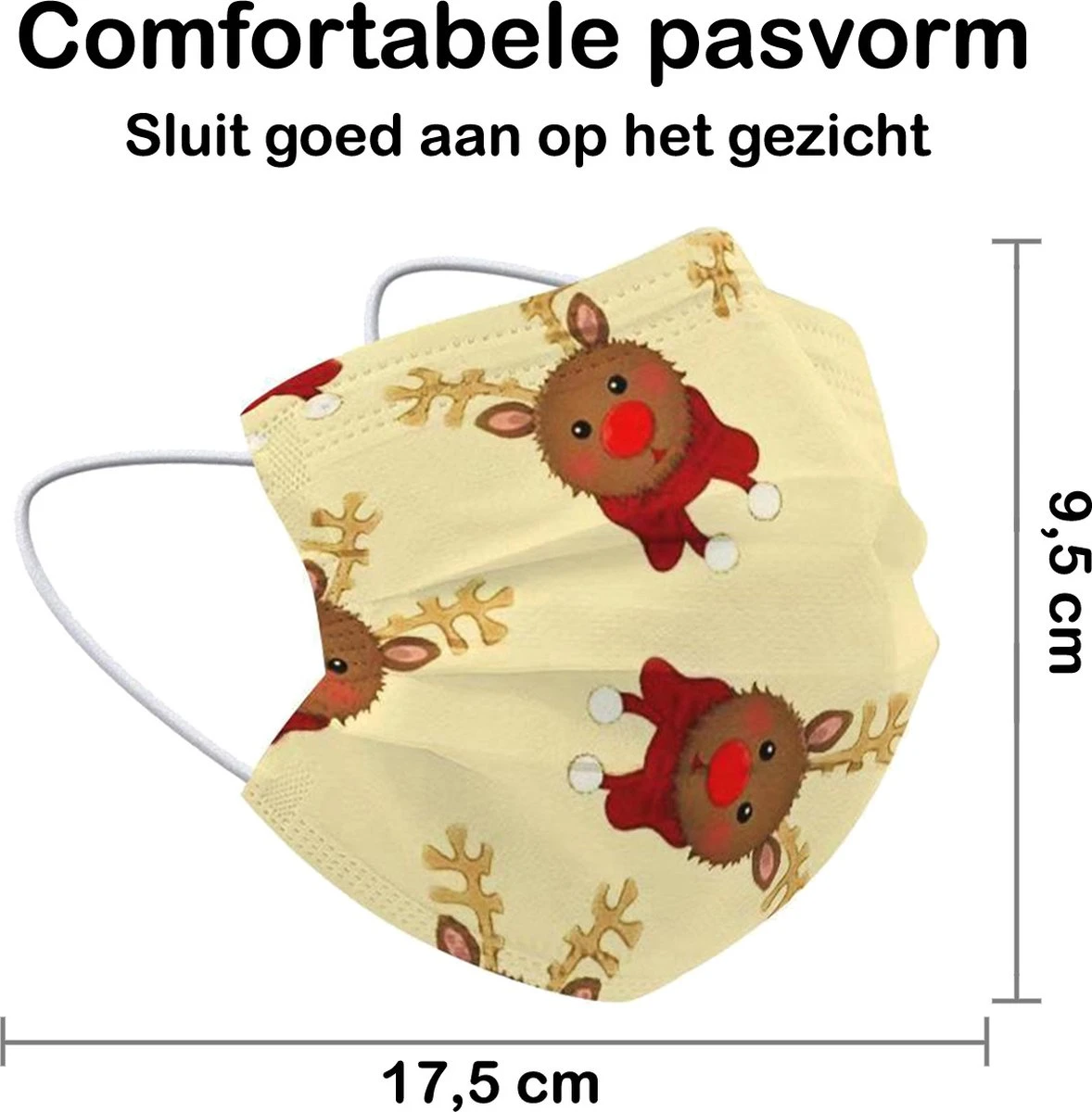 Masque Buccal De Noël Masque Buccal Jetable Mondkapjes Non Medisch Universel - Jaune X Renne - 25x 4 Masque Buccal De Noël Masque Buccal Jetable Mondkapjes Non Medisch Universel - Jaune X Renne - 25x – Image 2