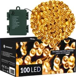 Lumières De Éclairage De Noël Springos | 10.5m | Batterie | 100 LED | Blanc Chaud -Jingle Bells Boutique 1179x1200 41