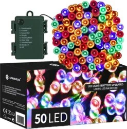 Lumières De Éclairage De Noël Springos | 5.5m | Batterie | 50 LED | Multicolore -Jingle Bells Boutique 1182x1200