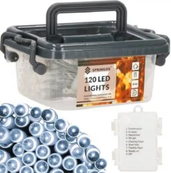 Lumières De Éclairage De Noël Springos | Intérieur & Extérieur | 9 M | Batterie | 120 LED | Blanc Froid