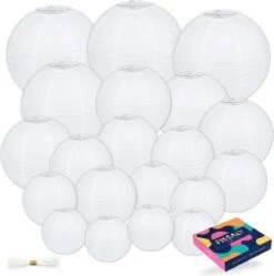 Fissaly ® 20 Pièces De Décoration De Fête Lanternes Witte - Guirlande De Décoration - Amusant Pour Anniversaire, Anniversaire, Mariage Et Noël