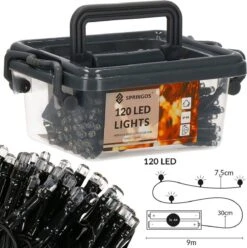 Lumières De Éclairage De Noël Springos | Intérieur & Extérieur | Forme Cristalline | 9 M | Batterie | 120 LED | Blanc Froid -Jingle Bells Boutique 1196x1200 16