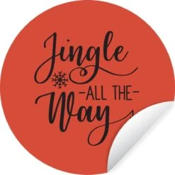 Citation De Noël Jingle Tout Le Chemin Sur Un Fond Rouge Sticker Papier Peint Cercle Mural - ⌀ 30 Cm - Peinture Ronde - Cercle De Papier Peint - Cercle Mural - Cercle Vivant - Autocollant Et Coupe Ronde