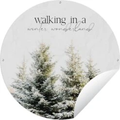 Garden Circle Noël - Hiver - Sapin De Noël - 90x90 Cm - Affiche Ronde De Jardin - Extérieur
