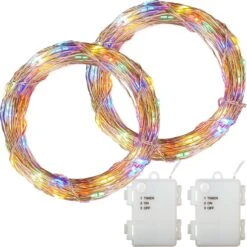Éclairage De Noël Décorations De Noël - Éclairage De Noël Éclairage De Noël Extérieur - Set De 2 Pièces - Sur Batterie - Pour Intérieur Et Extérieur - 5 M - Multicolore