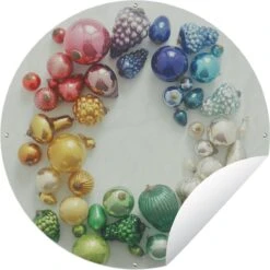 Cercle De Jardin Les Diverses Boules De Noël - 60x60 Cm - Affiche Ronde De Jardin - Extérieur