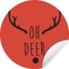 Citation De Noël Oh Cerf Sur Fond Rouge Sticker Mural Cercle Mural - ⌀ 30 Cm - Peinture Ronde - Cercle Papier Peint - Cercle Mural - Cercle Vivant - Autocollant Et Découpe Ronde