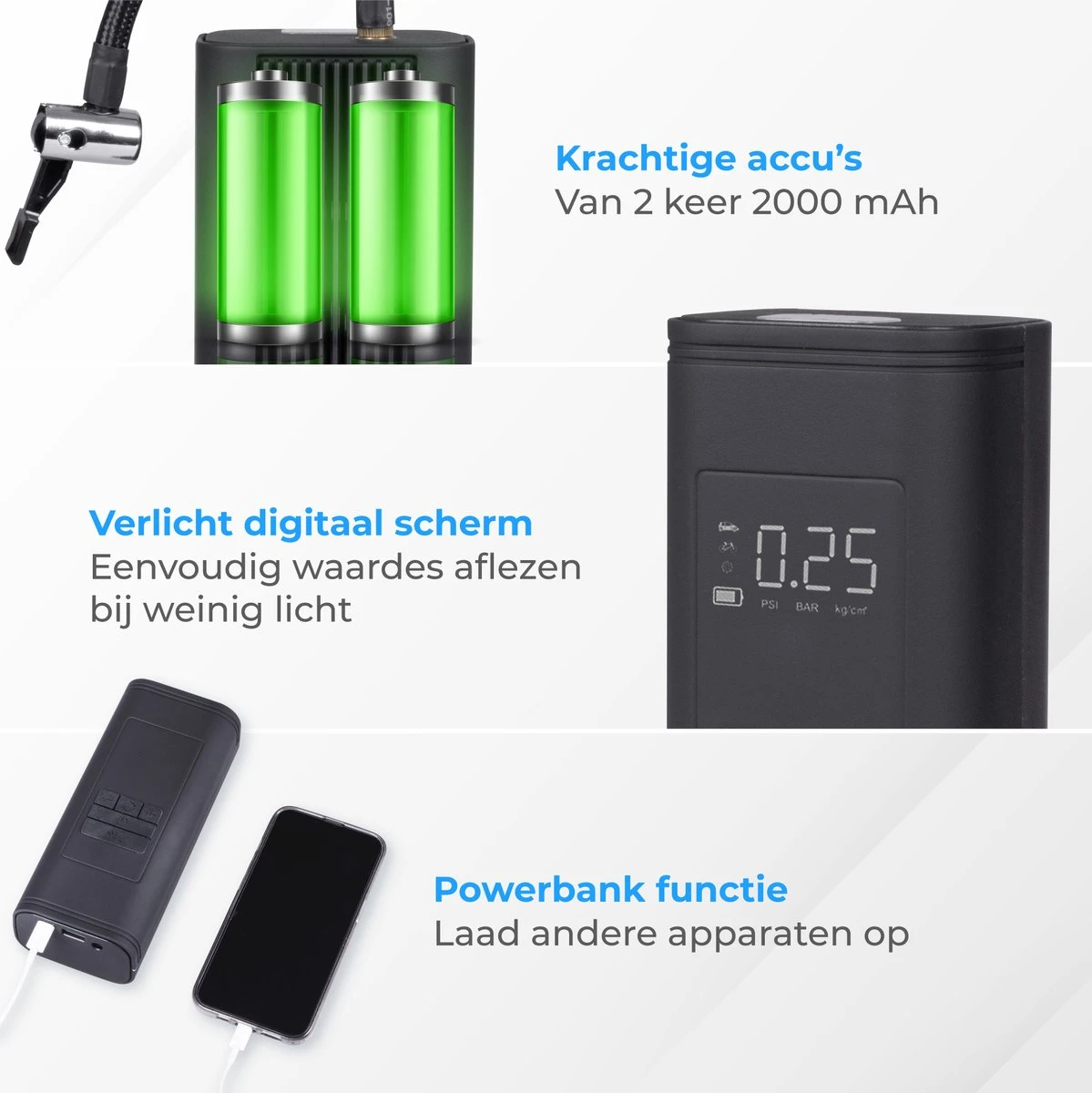 Nuvance - Pompe à Vélo électrique - Pompe à Pneu Portable Pour Vélo à Voiture - Pompe à Ballon - Électrique - Compresseur D'air - Cadeaux De Noël 10 Nuvance - Pompe à Vélo électrique - Pompe à Pneu Portable Pour Vélo à Voiture - Pompe à Ballon - Électrique - Compresseur D'air - Cadeaux De Noël – Image 8