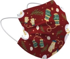 Masque Facial De Noël Masque Facial Jetable Mitaines Non Medisch Rouge - 1 Pièce