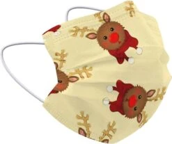 Masque Facial Masque Facial Jetable De Noël Mondkapjes Non Medisch Universels - Jaune X Renne