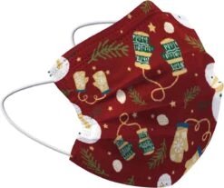Masque Buccal De Noël Jetable Rouge - Masque Buccal Jetable Non Medisch Mitaines - Masque Buccal De Noël Jetable Universel