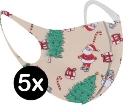 Masque Mondkapjes Lavable De Noël Masques Faciaux Crème Non Medisch - 5x
