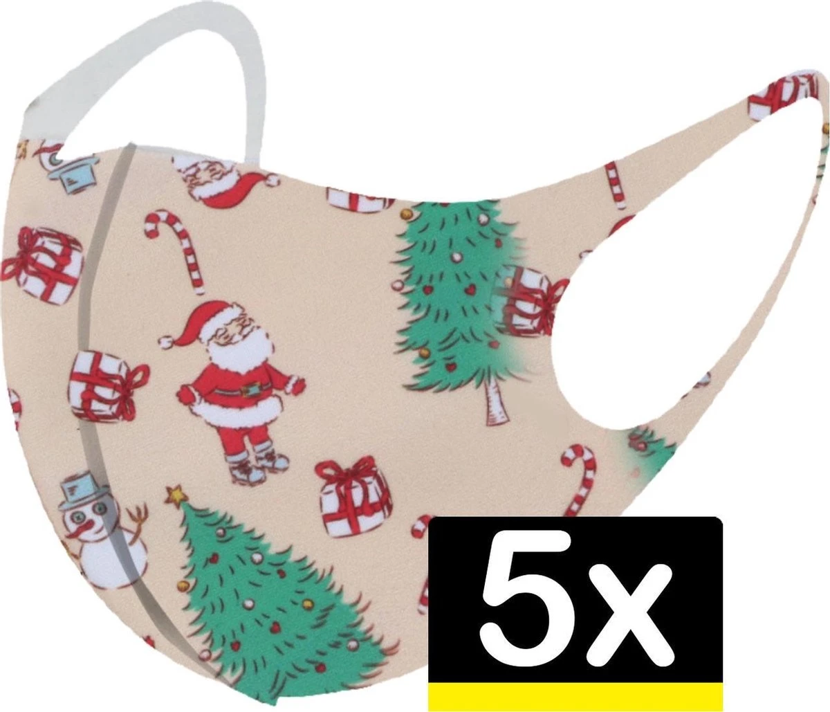 Masque De Noël Mouth Mask Lavable Mouth Mask Cream Non-medical - 5 Pièces 3 Masque De Noël Mouth Mask Lavable Mouth Mask Cream Non-medical - 5 Pièces