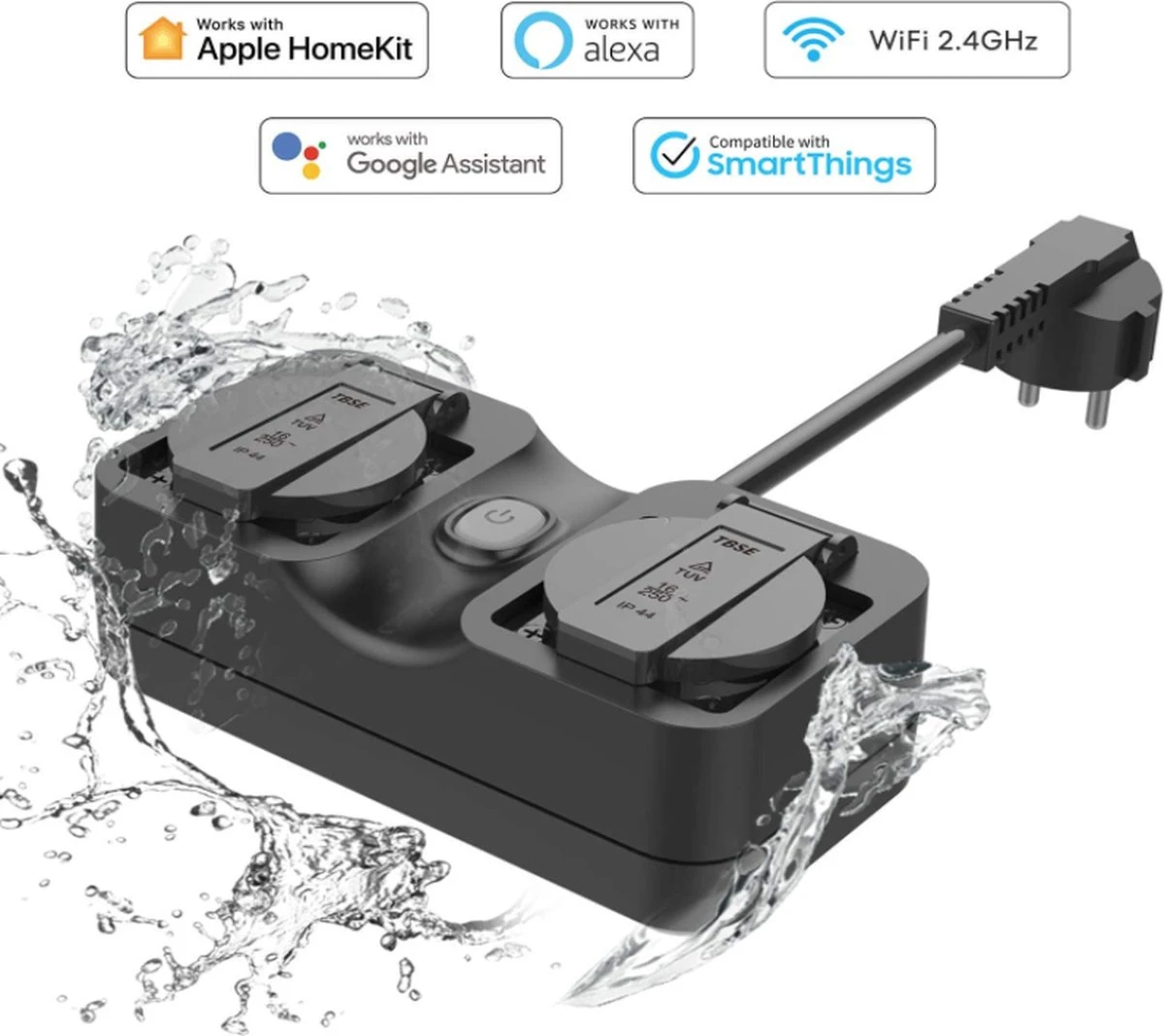 Prise Wifi Extérieure Double Zwart Jardin Prise Extérieure IP44 Plein Air WLAN Éclairage De Noël 4 Prise Wifi Extérieure Double Zwart Jardin Prise Extérieure IP44 Plein Air WLAN Éclairage De Noël – Image 2