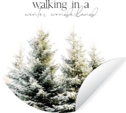 Cercle De Papier Peint - Noël - Hiver - Sapin De Noël - 100x100 Cm - Cercle Mural - Autocollant - Sticker Papier Peint XXL