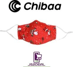 Chibaa - JS2DEAL - Thema De Noël Rouge - Masque En Coton Masque Réutilisable Lavable Avec 1 Filtre PM2.5 Remplaçable