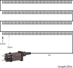 Lumières De Éclairage De Noël Monzana 200 LED - Avec Télécommande - Wit Chaud -Jingle Bells Boutique 1200x1122 3