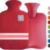 Colorful Sun® Bouillotte - 2 Litres - Bouillotte Avec Housse - Sac à Eau Chaude - Peluche - Cadeaux De Noël Chauds Pour L'Hiver - Rouge