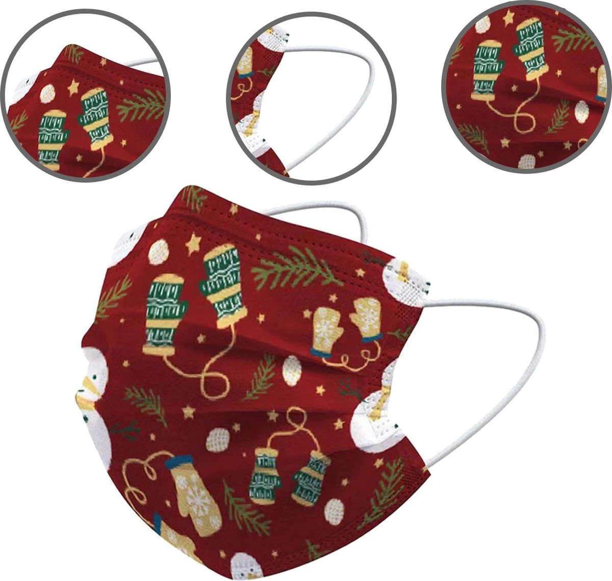 Masque Facial Masque Facial Jetable Noël Mitaines Non Medisch Universelles - 50x 4 Masque Facial Masque Facial Jetable Noël Mitaines Non Medisch Universelles - 50x – Image 2