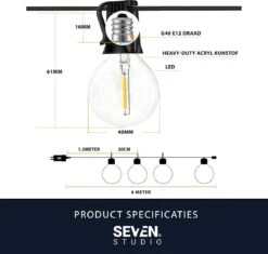 Guirlande Lumineuse Seventh Studio - LED - Guirlande Lumineuse Extérieure - Éclairage De Noël Extérieures - Guirlande Lumineuse - Câble Barbelé - Éclairage De Fête - Câble Barbelé Extérieur - 7,5 Mètres -Jingle Bells Boutique 1200x1142 2