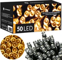 Lumières De Éclairage De Noël Springos | 5.5m | Batterie | 50 LED | Blanc Chaud -Jingle Bells Boutique 1200x1158 2