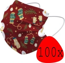 Mouthmask Noël Mouthmask Noël Universal - Mondkap Jetable Non Medisch Mitaines - 100 Pièces