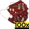Masque Facial De Noël Masque Facial Jetable Mitaines Non Medisch Rouge - 100 Pièces