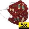 Masque Facial De Noël Masque Facial Jetable Mitaines Non Medisch Rouge - 5 Pièces