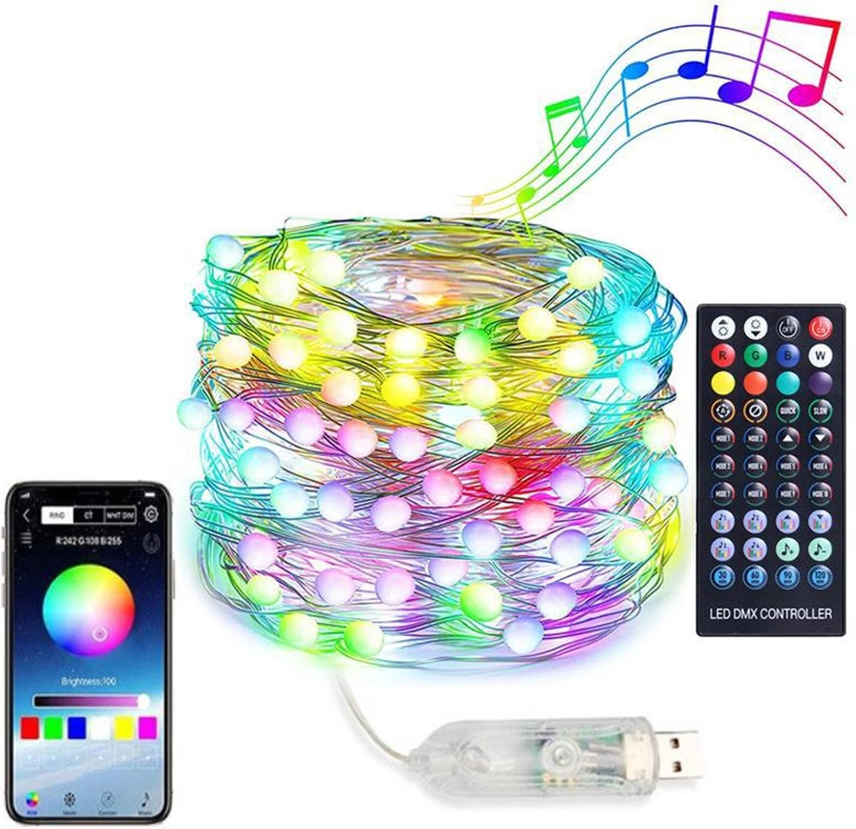 XLight - Éclairage De Noël RVB De 20 Mètres - Télécommande Incluse - Bluetooth Et Application 10 XLight - Éclairage De Noël RVB De 20 Mètres - Télécommande Incluse - Bluetooth Et Application – Image 8