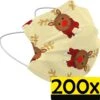 Masque Buccal De Noël Masque Buccal Jetable Jaune Renne Non Medisch - 200 Pièces
