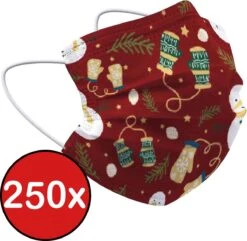 Masque Facial Masque Facial Jetable De Noël Mondkapjes Faciaux Non Medisch Universels - Rouge X Mitaines - 250x