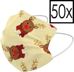 Masque Buccal Masque Buccal Jetable Noël Renne Universel Non Medisch - 50x