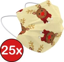 Masque Buccal De Noël Masque Buccal Jetable Mondkapjes Non Medisch Universel - Jaune X Renne - 25x