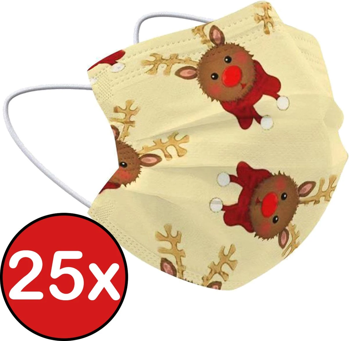 Masque Buccal De Noël Masque Buccal Jetable Mondkapjes Non Medisch Universel - Jaune X Renne - 25x 3 Masque Buccal De Noël Masque Buccal Jetable Mondkapjes Non Medisch Universel - Jaune X Renne - 25x