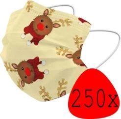 Masque Buccal De Noël Masque Buccal Jetable Noël Universel - Mondkap Jetable Non Medisch Renne - 250 Pièces