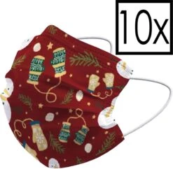 Masque Facial Masque Facial Jetable Noël Mitaines Non Medisch Universelles - 10x