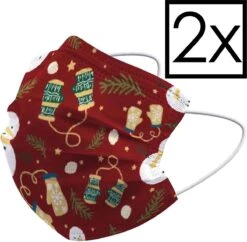 Masque Facial Masque Facial Jetable Noël Mitaines Non Medisch Universelles - 2x