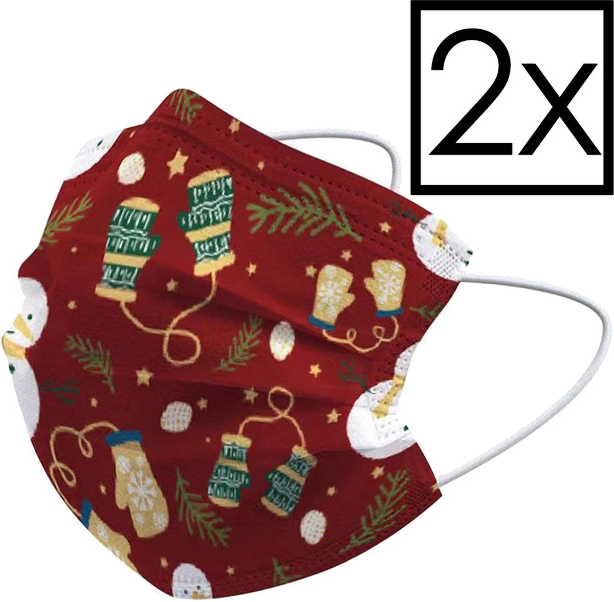 Masque Facial Masque Facial Jetable Noël Mitaines Non Medisch Universelles - 2x 3 Masque Facial Masque Facial Jetable Noël Mitaines Non Medisch Universelles - 2x