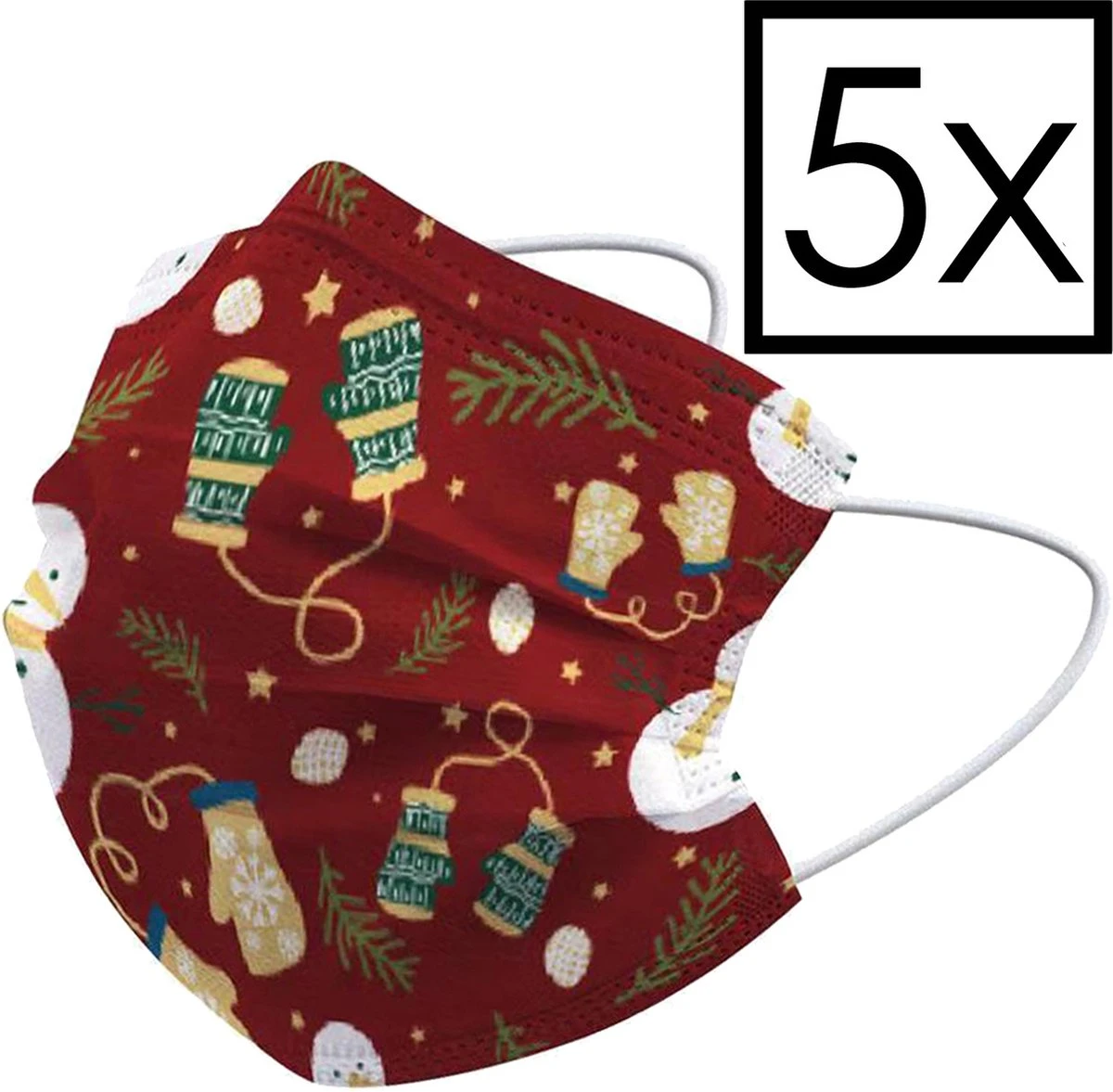 Masque Facial Masque Facial Jetable Noël Mitaines Non Medisch Universelles - 5x 3 Masque Facial Masque Facial Jetable Noël Mitaines Non Medisch Universelles - 5x