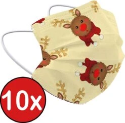 Masque Buccal De Noël Masque Buccal Jetable Mondkapjes Non Medisch Universel - Jaune X Renne - 10x
