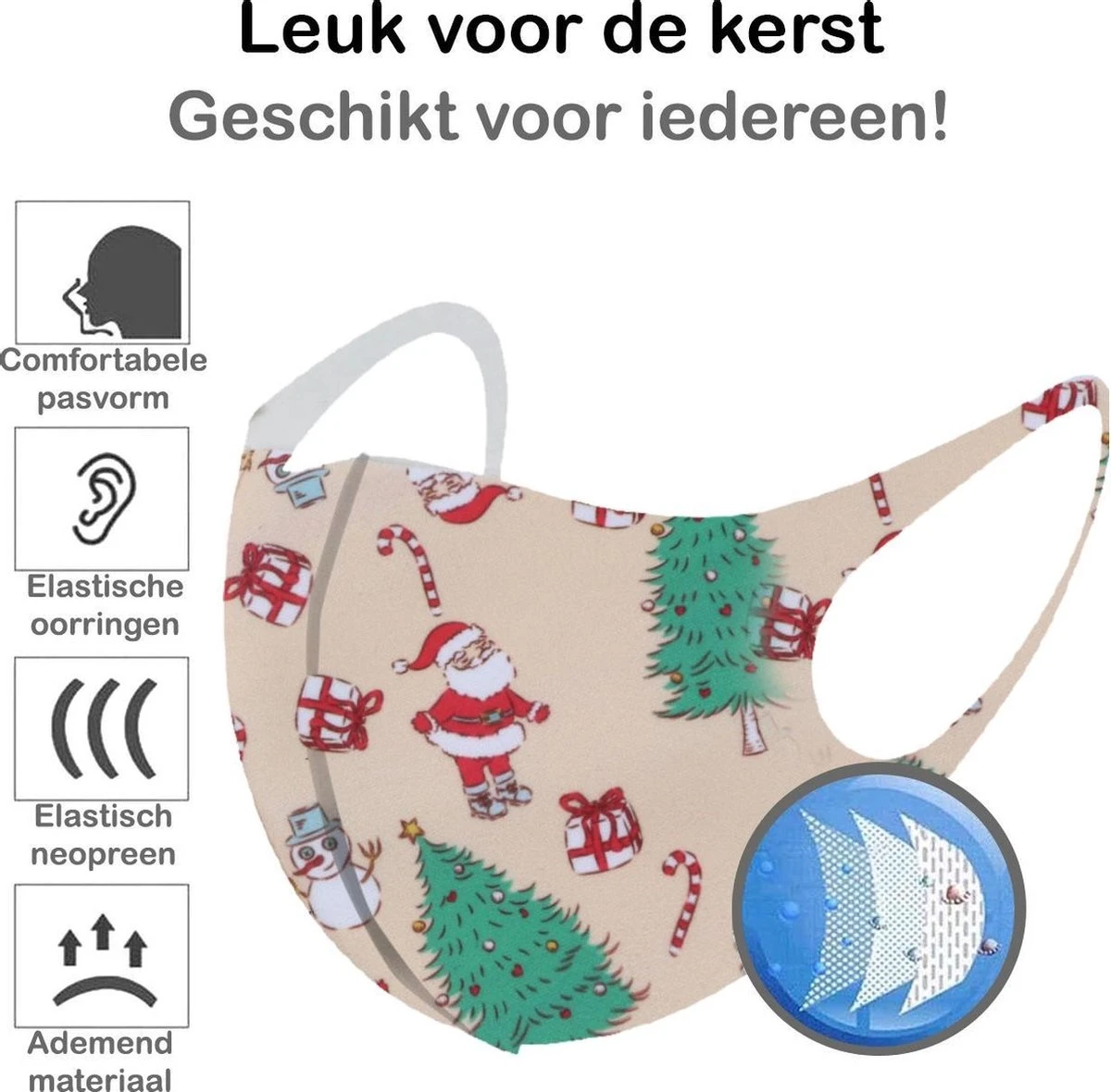 Masque Mondkapjes Lavable De Noël Masques Faciaux Crème Non Medisch - 5x 4 Masque Mondkapjes Lavable De Noël Masques Faciaux Crème Non Medisch - 5x – Image 2