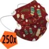 Masque Buccal De Noël Jetable Rouge - Masque Buccal Jetable Non Medisch Mitaines - Masque Buccal De Noël Jetable Universel - 250 Pièces